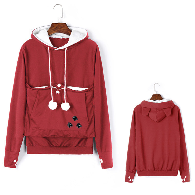 red dog cat pouch hoodie 