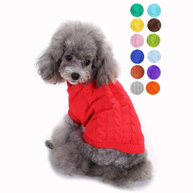 Red Solid Turtleneck Dog Sweater