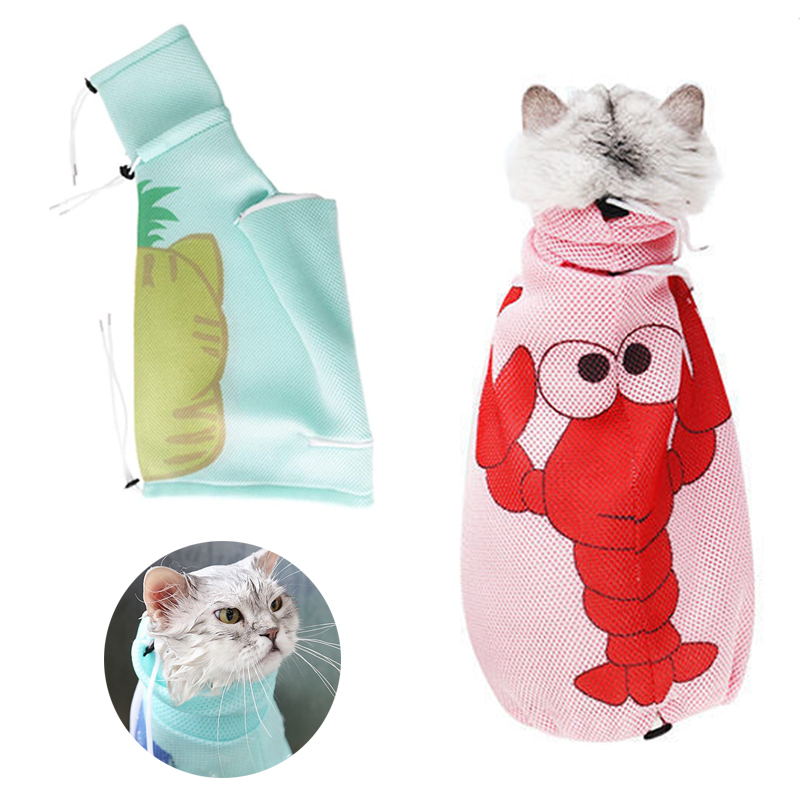 green and pink cat bath bag
