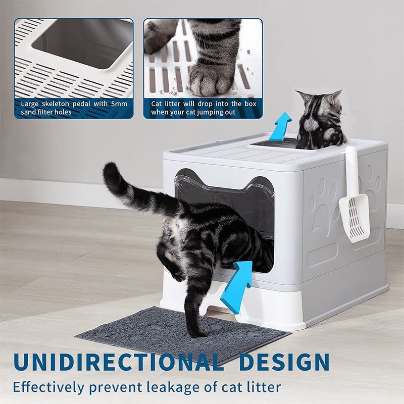 covered cat litter box with unidierctional design