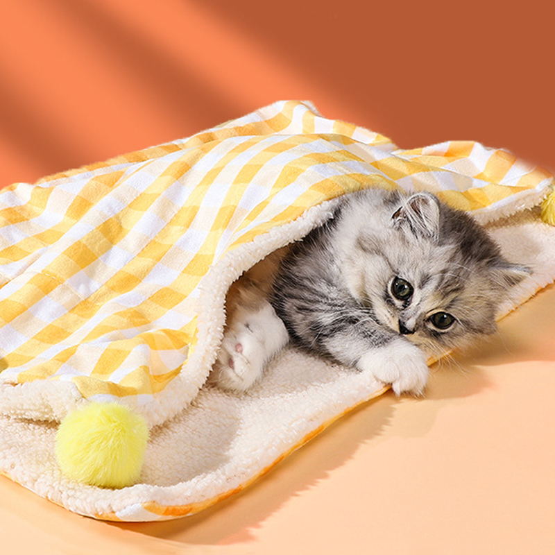 yellow super soft cat blanket for sleeping