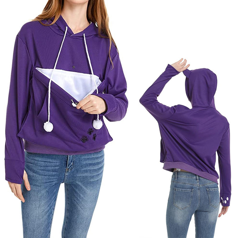purple dog cat pouch hoodie