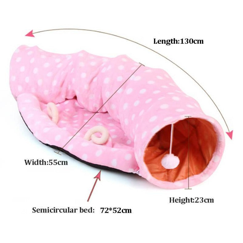 HiFuzzyPet Foldable Cat Tunnel Toys with Central Mat