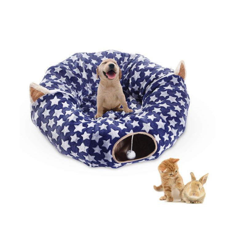 Foldable Cat Tunnel Toys with Central Mat
