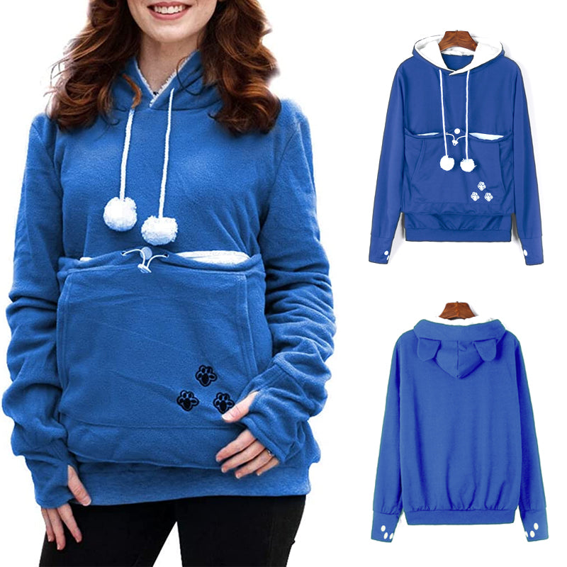 blue dog cat pouch hoodie