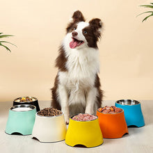 Load image into Gallery viewer, HiFuzzyPet High Capacity Stainless Steel Elevated Dog Bowls with Melamine Stand
