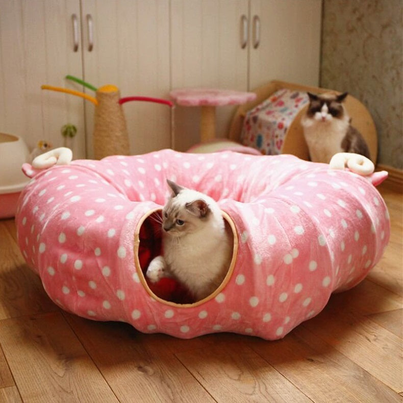 Foldable Cat Tunnel Toys with Central Mat