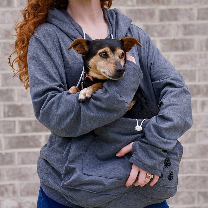 dark gray dog cat pouch hoodie