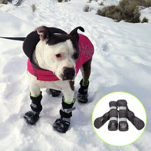 Load image into Gallery viewer, black dog boots with fleece liner
