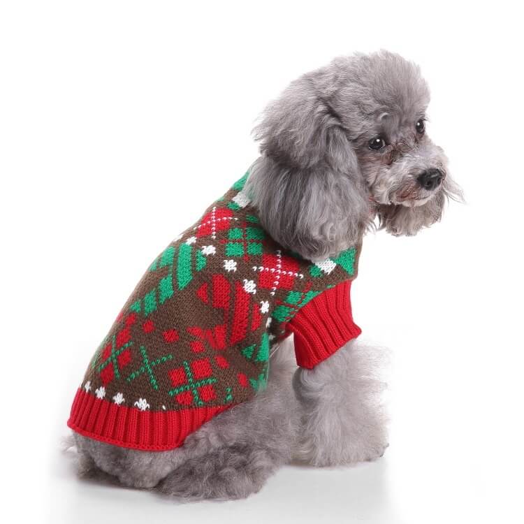 EMUST Christmas Dog Sweaters for Small Medium Dogs, Thick Knitted Fleece  Xmas Reindeer Holiday Festive Winter Warm Dog Hoodie Cute Puppy Dog Clothes