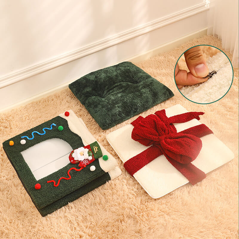 protable cat Christmas bed with washable cushion