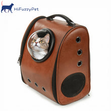 Load image into Gallery viewer, HiFuzzyPet Portable Leather Cat Backpack Carrier with Bubble
