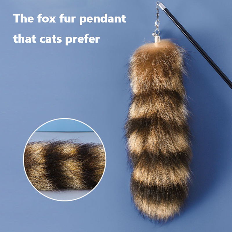 cat wand toy fur tail detail