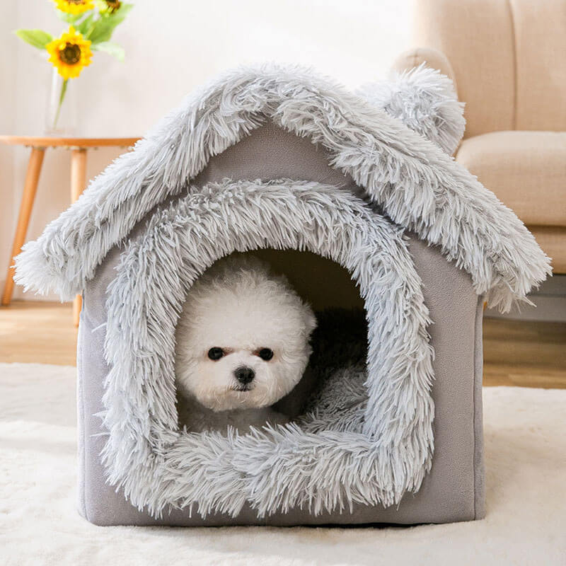 HiFuzzyPet Comfy Indoor Cat House with Removable Washable Cushion