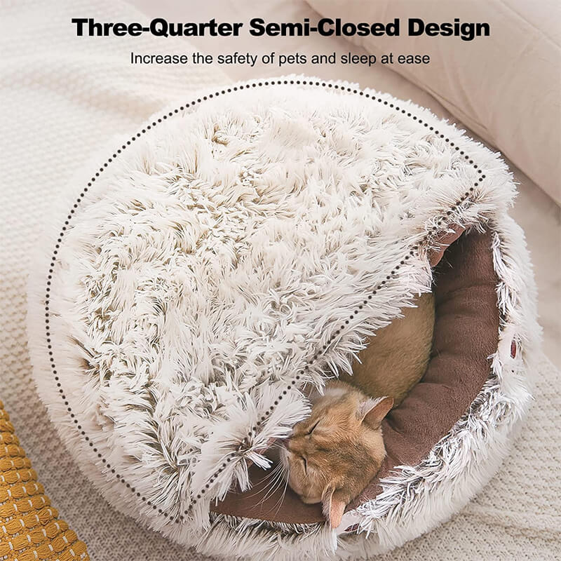 three quarter semi-closed cat bed 