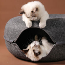 Load image into Gallery viewer, HiFuzzyPet Donut Shaped Felt Cat Cave Bed, Cat Tunnel Bed
