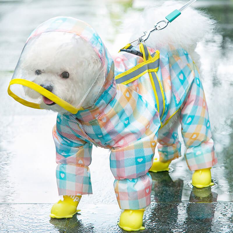 pink plaid dog raincoat