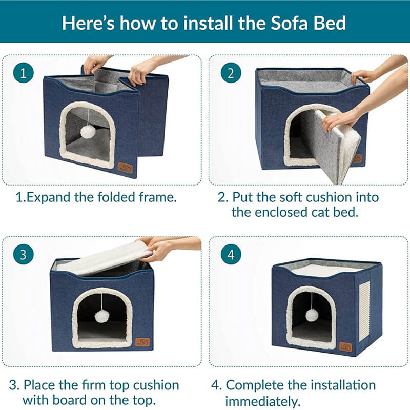 indoor cat bed house install setp