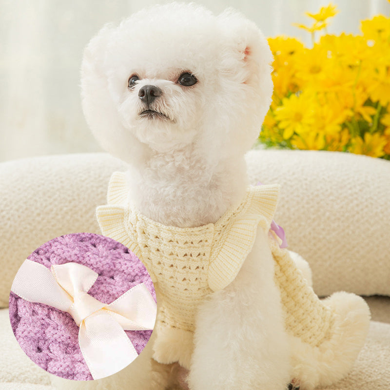 dog cat sweater with bow