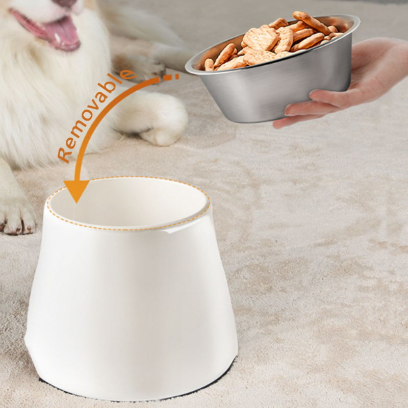 removable elevated stainless steel dog bowl 