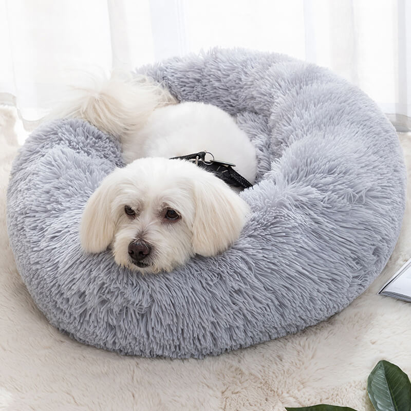 HiFuzzyPet Calming Fluffy Cat Bed, Comfy Plush Pet Bed