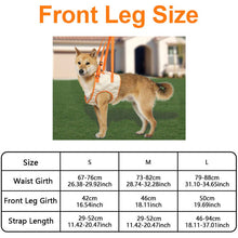 Load image into Gallery viewer, Dog lift harness front leg size chart
