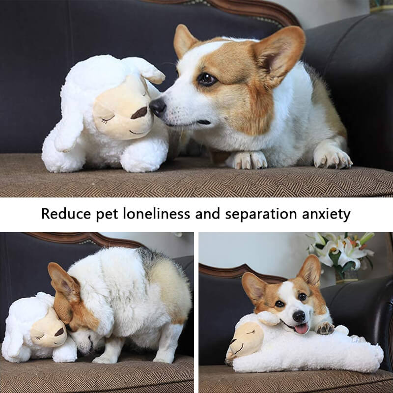 Dog Stuffed Animals with Heartbeat,Small Dog Toys for Dog Anxiety Relief, Size: 35, White