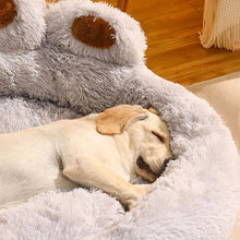 Load image into Gallery viewer, grey calming dog cuddler bed 
