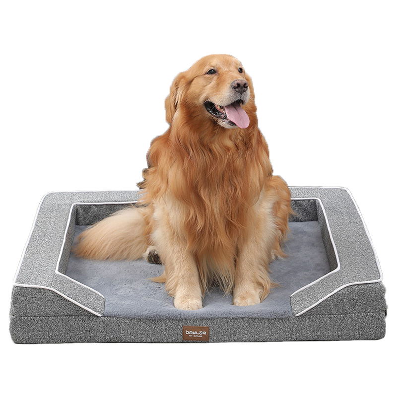 Orthopedic Dog Couch Bed Full Support, Bolster Memory Foam Dog Bed ...