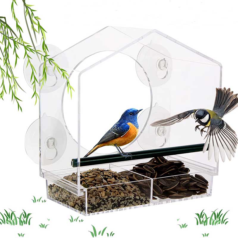 HiFuzzyPet Window Bird Feeder,Wild Bird Feeders with 4 Super Strong Suction
