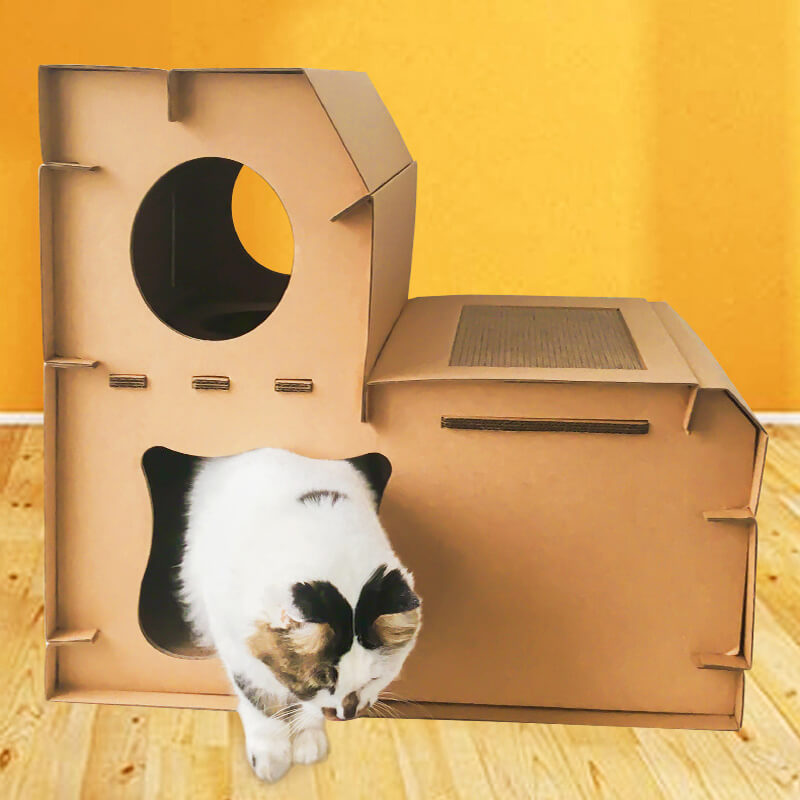 Double Decker Cardboard Cat House Scratcher