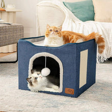 Load image into Gallery viewer, blue indoor cat bed house
