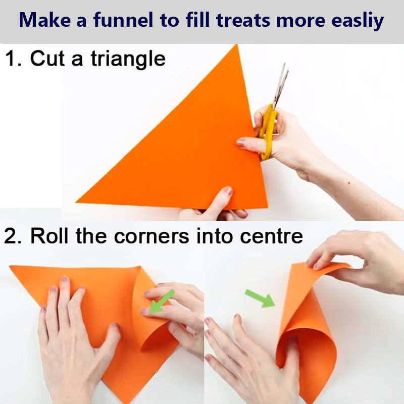 make a funnel to fill treats for dog puzzle toy