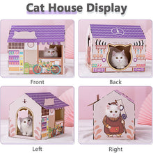 Load image into Gallery viewer, HiFuzzyPet Corrugated Cardboard Cat  House with Scratcher, Cat Play House
