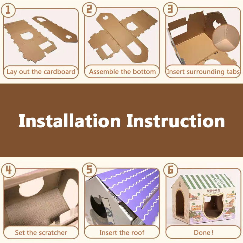cardboard cat house installation 