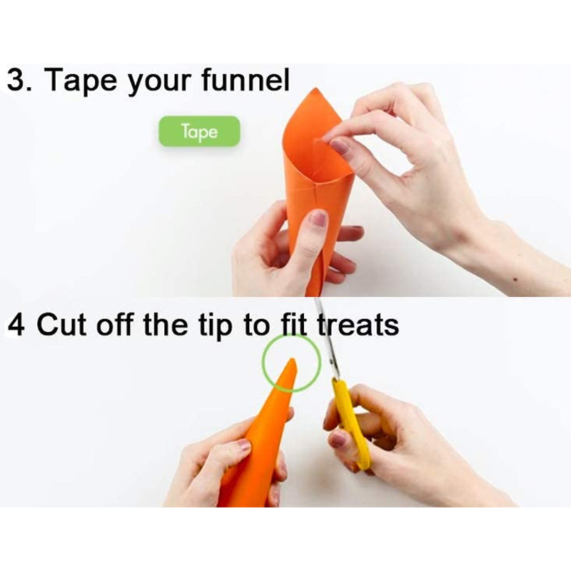 make a funnel to fill treats for dog puzzle toy