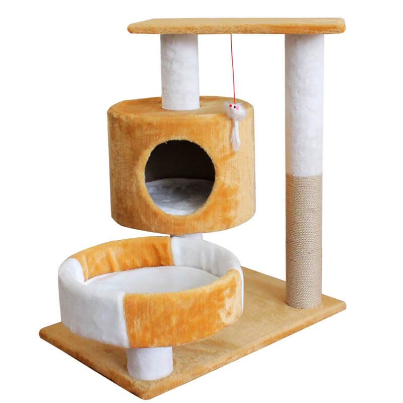 HiFuzzyPet Plush Cat Tree House with Sisal Scratching Posts