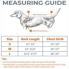 Load image into Gallery viewer, dog back brace size chart
