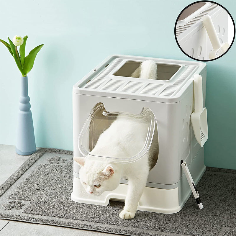 gery foldable covered litter box
