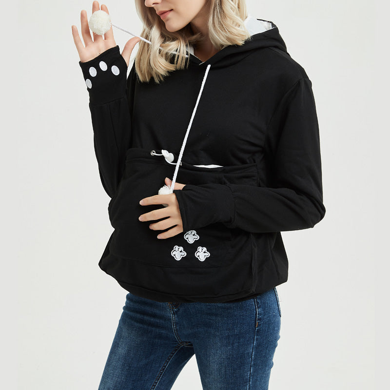 black dog cat pouch hoodie