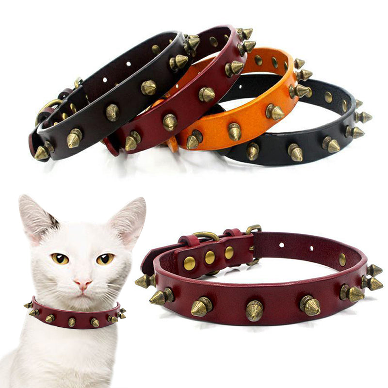 HiFuzzyPet Leather Spiked Dog Collars