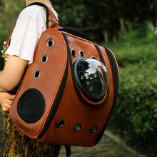 Load image into Gallery viewer, HiFuzzyPet Portable Leather Cat Backpack Carrier with Bubble
