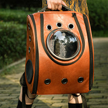 Load image into Gallery viewer, HiFuzzyPet Portable Leather Cat Backpack Carrier with Bubble
